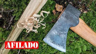 Como Afilar Un Hacha En El Campo - Afilado Con Piedra