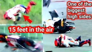 Marc Marquez had a violent crash approaching the high speed Turn 7 at the Mandalika International.