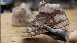 Cleaning The Dirtiest Nike SB’s Ever! $3000 Red Supreme Hi Back To Brand New!