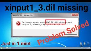 How To Fix xinput1_3.dll Missing Error Windows 10/8/7 || How to fix xinput1_3.dll missing error