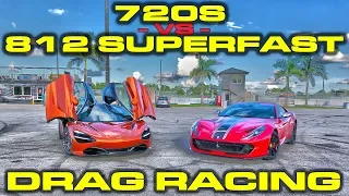 Ferrari 812 Superfast vs McLaren 720S 1/4 Mile Drag Racing with VBOX Data