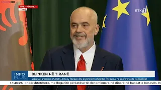 Antony Blinken dhe Edi Rama mbajnë konferencë të përbashkët për media në Tiranë