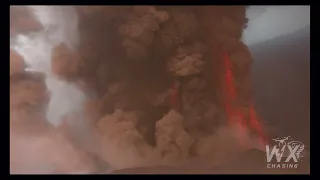 Drone videos volcanic lightning storm- Cumbre Viejo- La Palma- Canary Islands Spain- Volcan La Palma