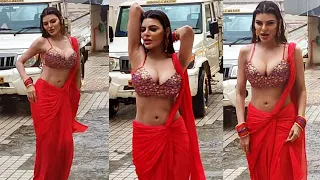 Sherlyn Chopra's H0T Rain Dance In RED SAREE