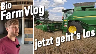 Startschuss der Ernte!  Dinkel & Roggen Dreschen + Einlagern - Kampf gegen die Dürrre / Vlog 30