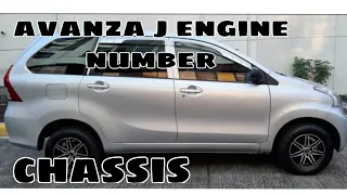 avanza J 2013 gen2 engine number location and chassis number location