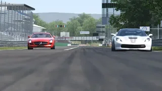 Mercedes-Benz SLS AMG vs Corvette C7 Stingray at Monza