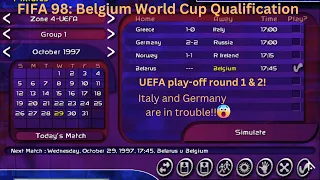 FIFA 98 Road to World Cup Gameplay (PC Game - World Class) Belgium Qualification play-offs