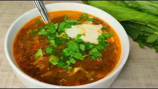 Зелёный борщ со щавелем и томатом! ✧ Ukrainian Green borscht with sorrel and tomato paste ✧SUBTITLES