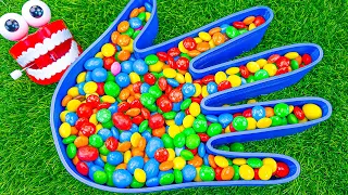 Satisfying Video | Hand Bathtub Full of Sweets with Magic Surprise Eggs & Slime Grid Balls ASMR