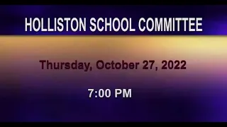 School Committee Meeting - 10/27/2022