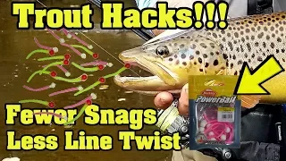 2018 Trout fishing hacks!  How to reduce line twist and snags.  Great new rigs. Weedless Mice tails!