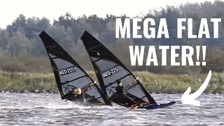 Speedsurfing or slalom? Windsurfing on super flat water!