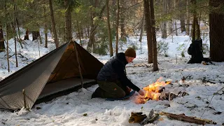 Tarp Camping in Snow