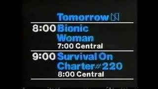 NBC The Bionic Woman & Survival on Charter 220 promo 1978