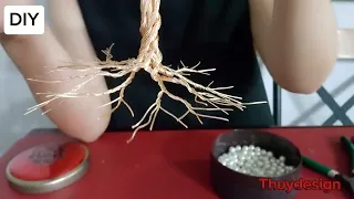 DIY Fengshui tree How to make easy copper wire pearl tree Cách làm cây ngọc trai dây đồng dễ dàng