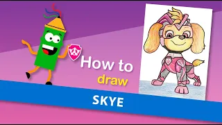 How to draw Skye from "PAW Patrol: The Mighty Movie". Drawing together with Easy Pen