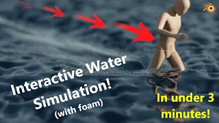 Interactive Water Simulation (with foam) in 3 Minutes| Blender quick Tutorial