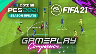 FIFA 21 Vs PES 2021 Gameplay comparison | Fifa21 mobile vs pes2021 mobile| freekicks, penalties