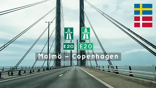 [4KHDR] Driving in Sweden and Denmark: E20 from Malmö to Copenhagen - The Øresund Bridge