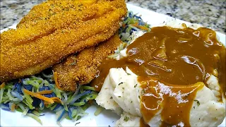 CRUNCHY MOUTHWATERING FRIED CATFISH WITH HOMEMADE JALAPENO BROWN ONION GRAVY - A MUST TRY!!