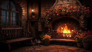 Deep Sleep Instantly with Soothing Rain Sounds & Thunder, Crackling Fireplace in Cozy Room at Night