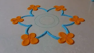 Creative flower rangoli design with dots #colorkolam #festivalspecial #sriramanavami2024 #Beautiful