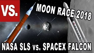 NASA SLS / Orion vs. SpaceX Falcon Heavy / Dragon - NEW SPACE RACE in Kerbal Space Program