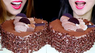ASMR HUGE CHOCOLATE CREAM CAKES *BIG BITES* EATING SOUNDS चॉकलेट केक sjokoladekake ケーキ 초콜릿 케이크 먹방