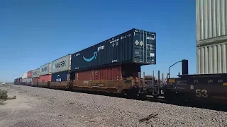 WB BNSF Domestic Intermodal/Port Stack Train At Daggett Ca! #bigbossrailfanner