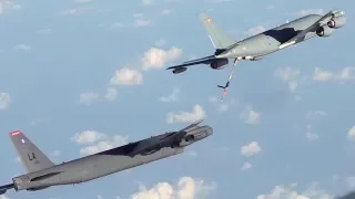 French C-135FR Air Tanker Air-to-air Refueling with USAF B-52 Stratofortress