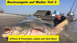 Bootsangeln auf Waller Teil 3 (klares Wasser-tiefes Fangen,Boot verstecken,Live Biss)by Stefan Seuß