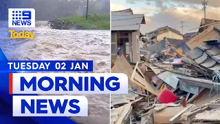 Earthquake hits west coast Japan; More severe weather warnings for Queensland | 9 News Australia