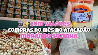 COMPRAS DO MÊS MORANDO SOZINHA 💖 GOSTEI DE FAZER COMPRAS DO MÊS NO ATACADÃO ?! MOSTRANDO VALORES 💰💕✨