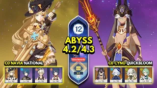 C0 Navia National & C0 Cyno Quickbloom | Spiral Abyss 4.3 Floor 12 9 Stars | Genshin Impact 4.3