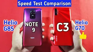 Redmi Note 9 vs Realme C3 Speed Test, Comparison | 🔥🔥