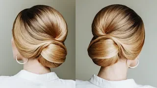 Sleek bun prom hairstyle for soft hair | Formal  easy 10 min knock red carpet hairstyle