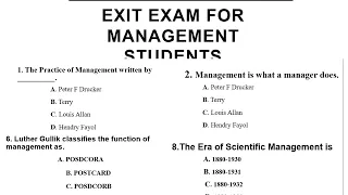 EXIT FOR MANAGEMENT STUDENTS Answer with detail explanation  (ሌ G.C የተዘጋጀ)…. SUBSCRIBE 🙏🙏🙏