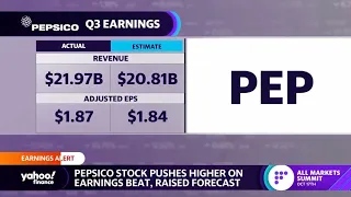 PepsiCo stock pushes higher on Q3 earnings, raises forecast