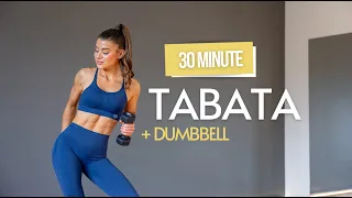 30 MIN FULL BODY TABATA WORKOUT with dumbbell | warm up and cool down included trening z hantlem