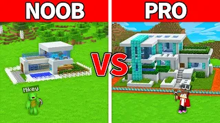 JJ vs Mikey Modern Security House Build Battle - Maizen Parody Video in Minecraft