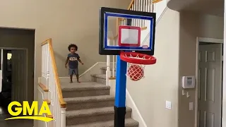 Toddler shows off serious basketball skills | GMA