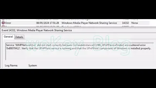 CARA MENGATASI Event ID 14332 Windows Media Player Network Sharing Service error 0x80070422