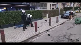 Die belgishe Polizei geht gegen Demonstranten vor.