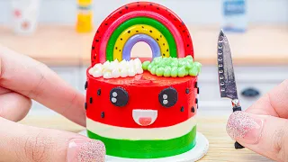 Cocomelon Cake 🍉 Miniature Watermelon Rainbow Cake Decorating | Tiny Fruit Dessert By Yummy Bakery