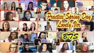 BTS Practices dance for Spring Day (Lovely VeR MV) reaction/mashup