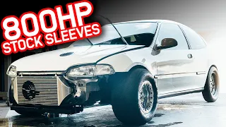 800HP STOCK SLEEVE K20 Honda Civic Rips A DEEP 9 Second Pass!