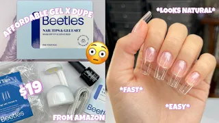 TRYING $19 BEETLES GEL TIP NAIL STARTER KIT FROM AMAZON | GEL X DUPE | BEETLES JELLY GEL POLISH