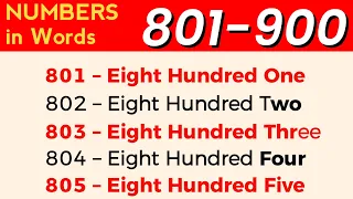 801 To 900 Numbers in words in English || 801-900 English numbers with spelling