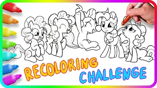 RECOLORING CHALLENGE My Little Pony - Pinkie Pie. Coloring Pages MY LITTLE PONY. How to draw MLP